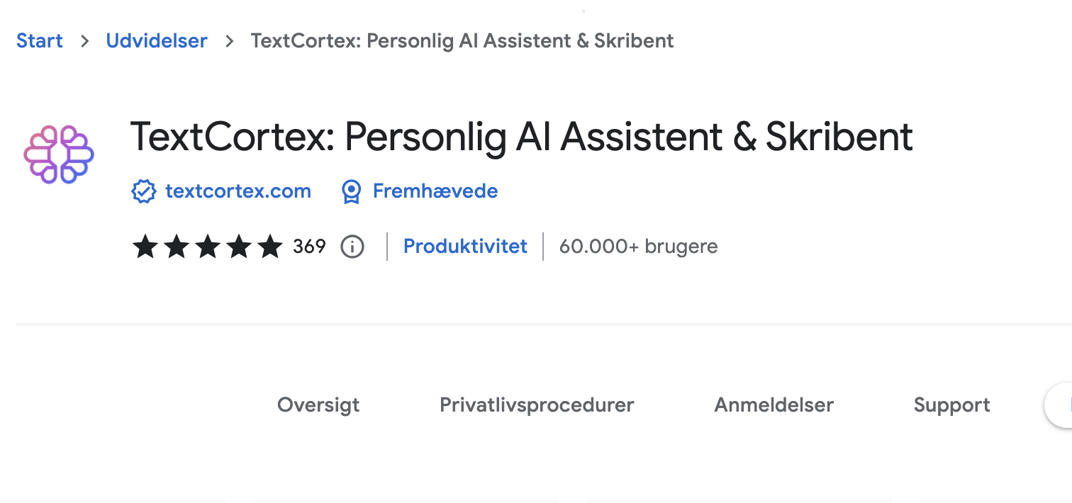 textcortex browser udvidelse